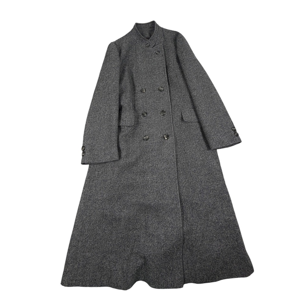 Andover Tweeds Women Overcoat Grey Tweed Wool Long Size 46R